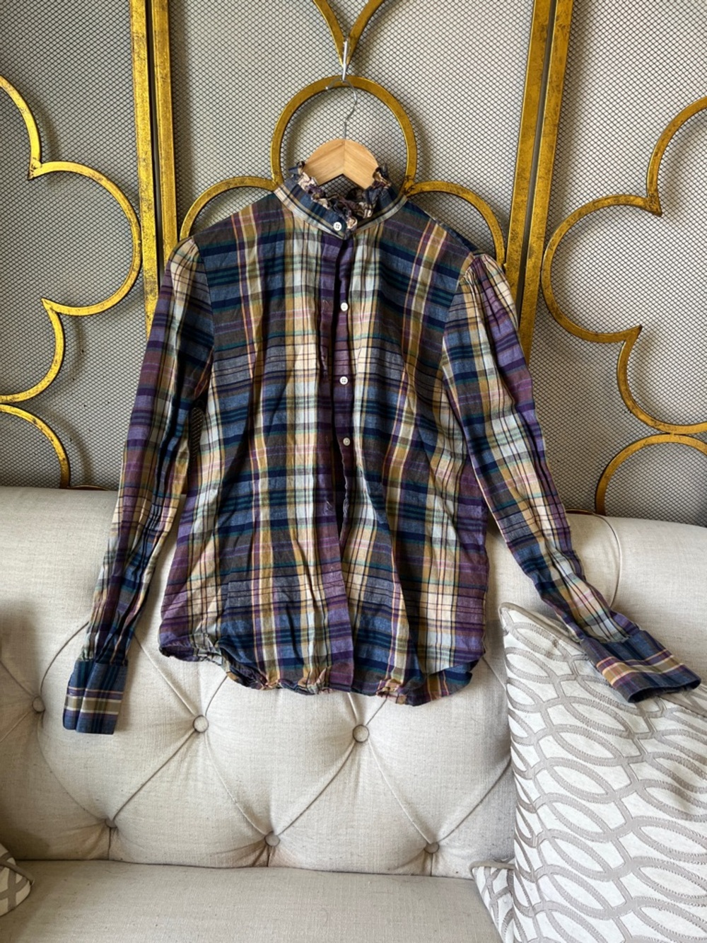 Ralph Lauren Multicolor Plaid Button-Down Shirt with Blue and Purple Tones